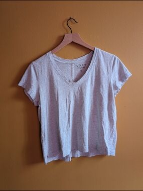LOFT Light Gray V-Neck Short Sleeve Tee